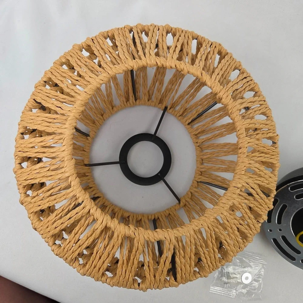 Boho Light Fixtures Ceiling Mount Mini Boho Rattan Chandelier, Woven Flush Mount